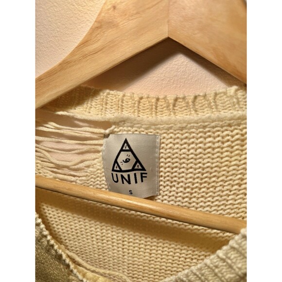 UNIF Sherbert Sweater Pink Yellow Blue Ombré Distressed Womens Size S $110 - Picture 5 of 9